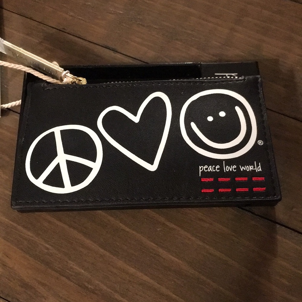 NWT Peace Love World card case wallet w/ keychain